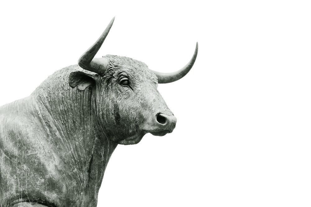 Grey bull statue